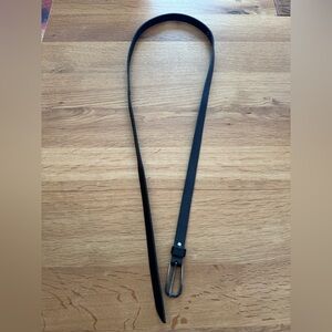 J.Jill Black Genuine Leather Belt XL Minimalist Silver Buckle Classic